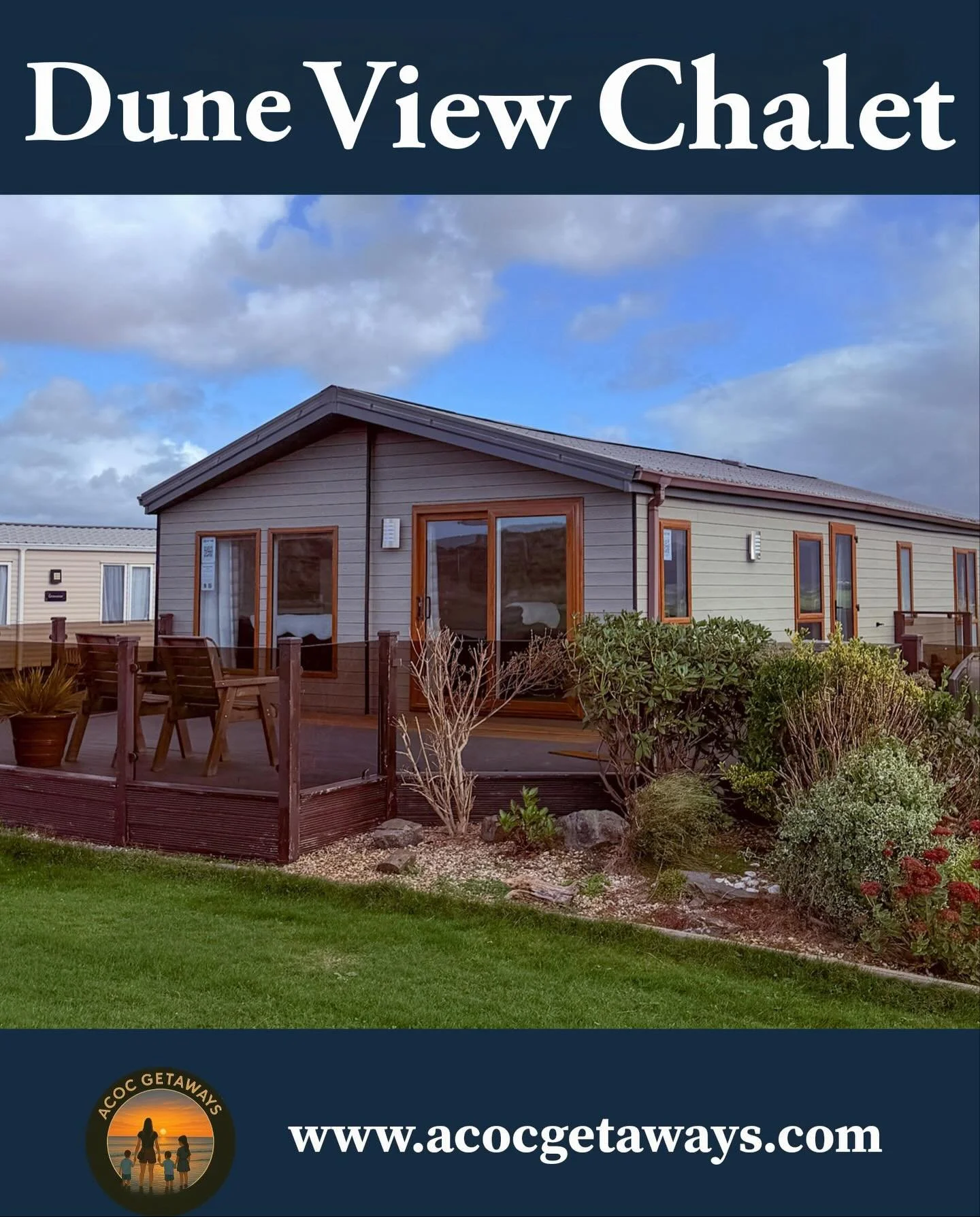 Wake up to stunning views of Ynyslas&rsquo; sand dunes and nature reserve in our luxury two-bedroom chalet. Enjoy a spacious king ensuite, a large twin room with walk-in storage, and a bright open-plan living area with leather seating and panoramic p