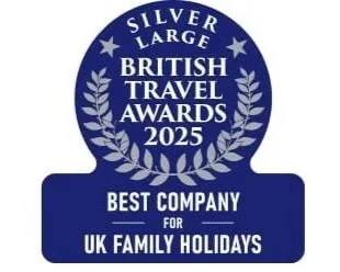 Silver Large British Travel Awards 2025 badge for Best Company for UK Family Holidays