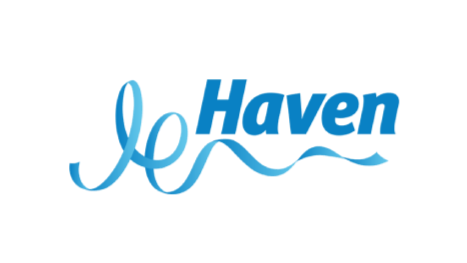 Haven logo with stylized blue cursive and bold text