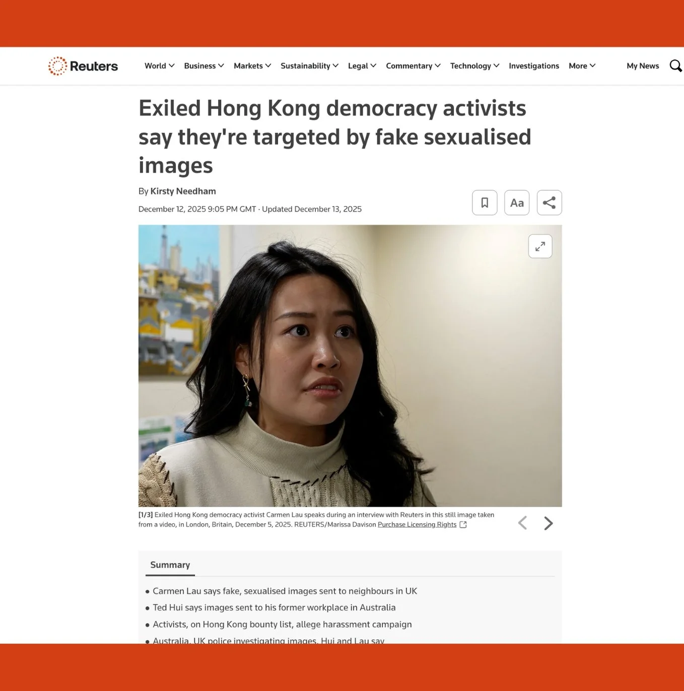 Exiled Hong Kong democracy activists say they're targeted by fake sexualised images