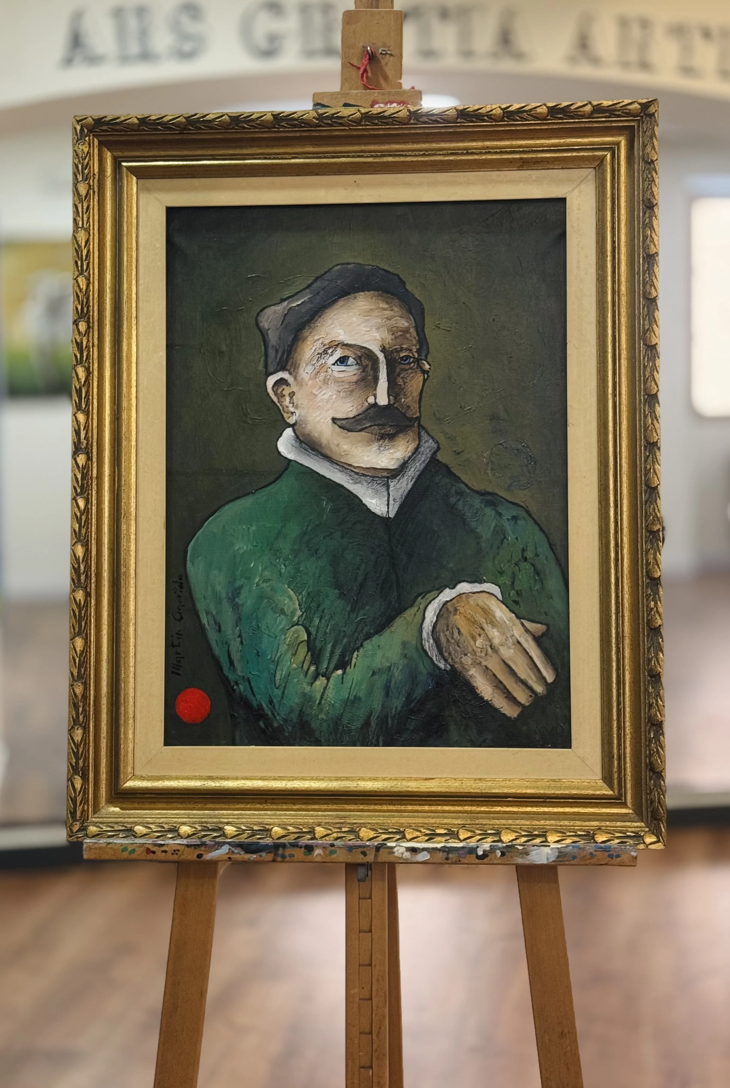 The green Thinker _ Acrylic_Framed 80x64 cm