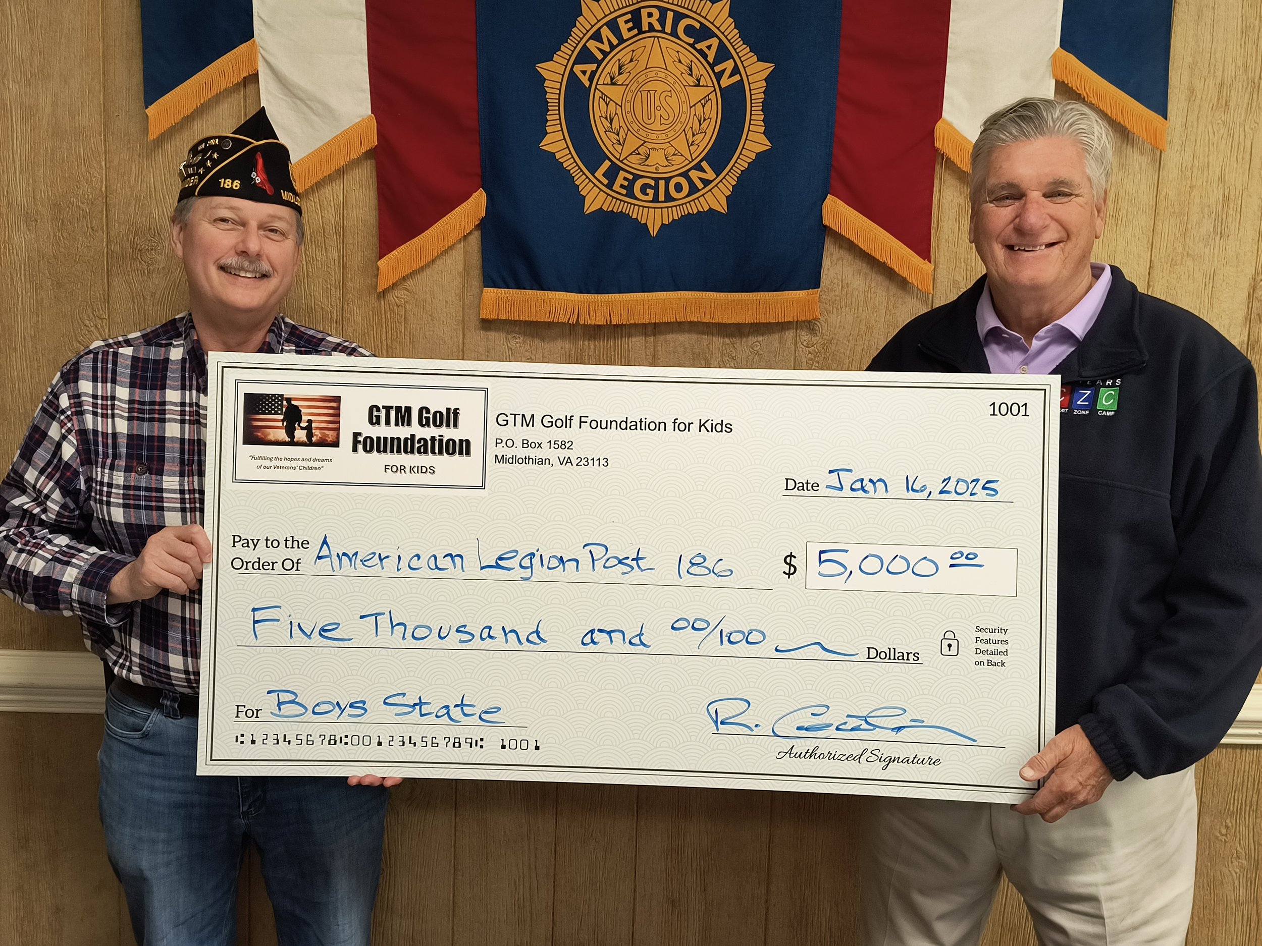 Granting  American Legion Post $5,000 to send 10 Kids to Boys State
