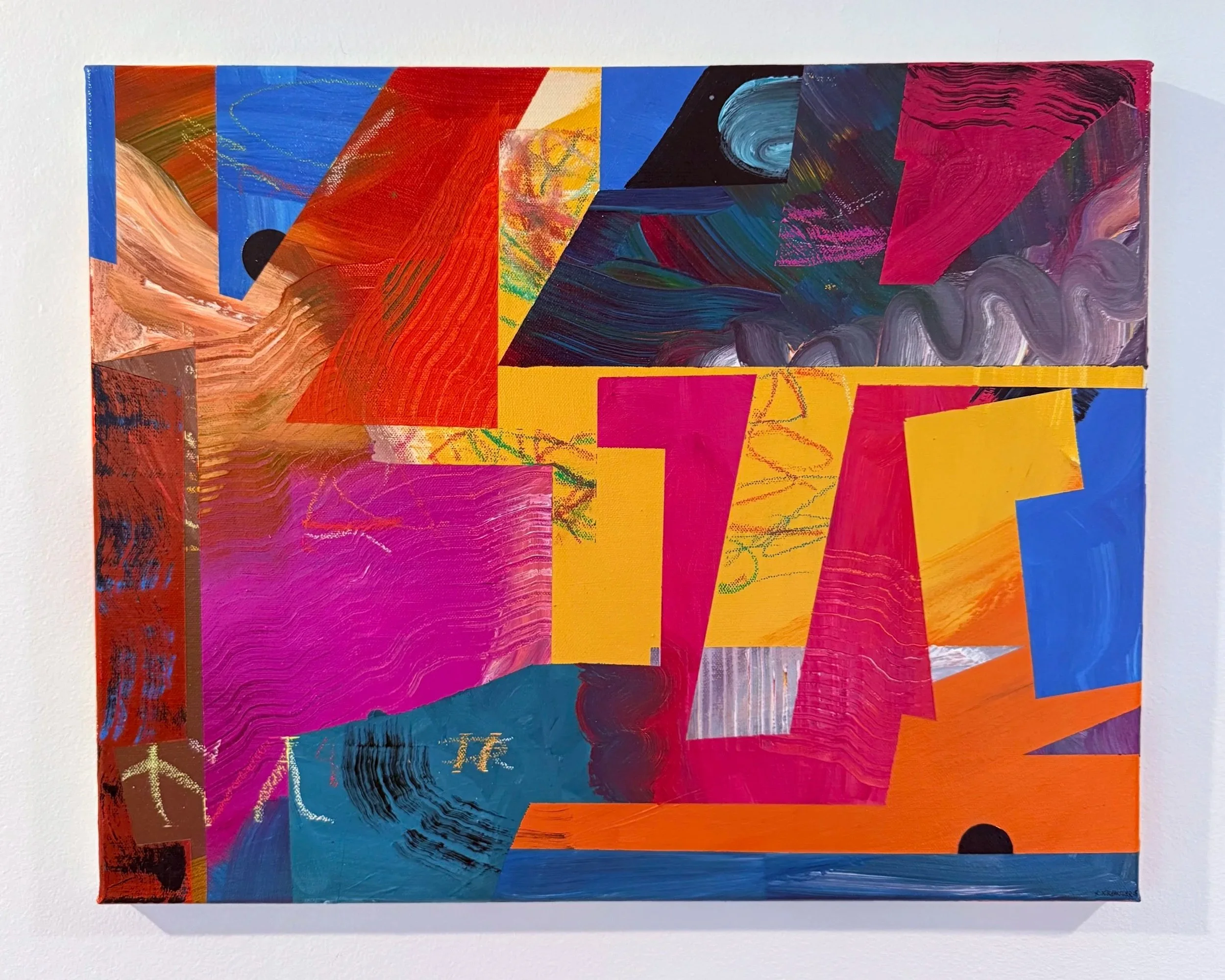 "Cargo Ship"
20in x 16in / 51cm x 41cm
Acrylic, paper, and pastel on gallery wrapped canvas.