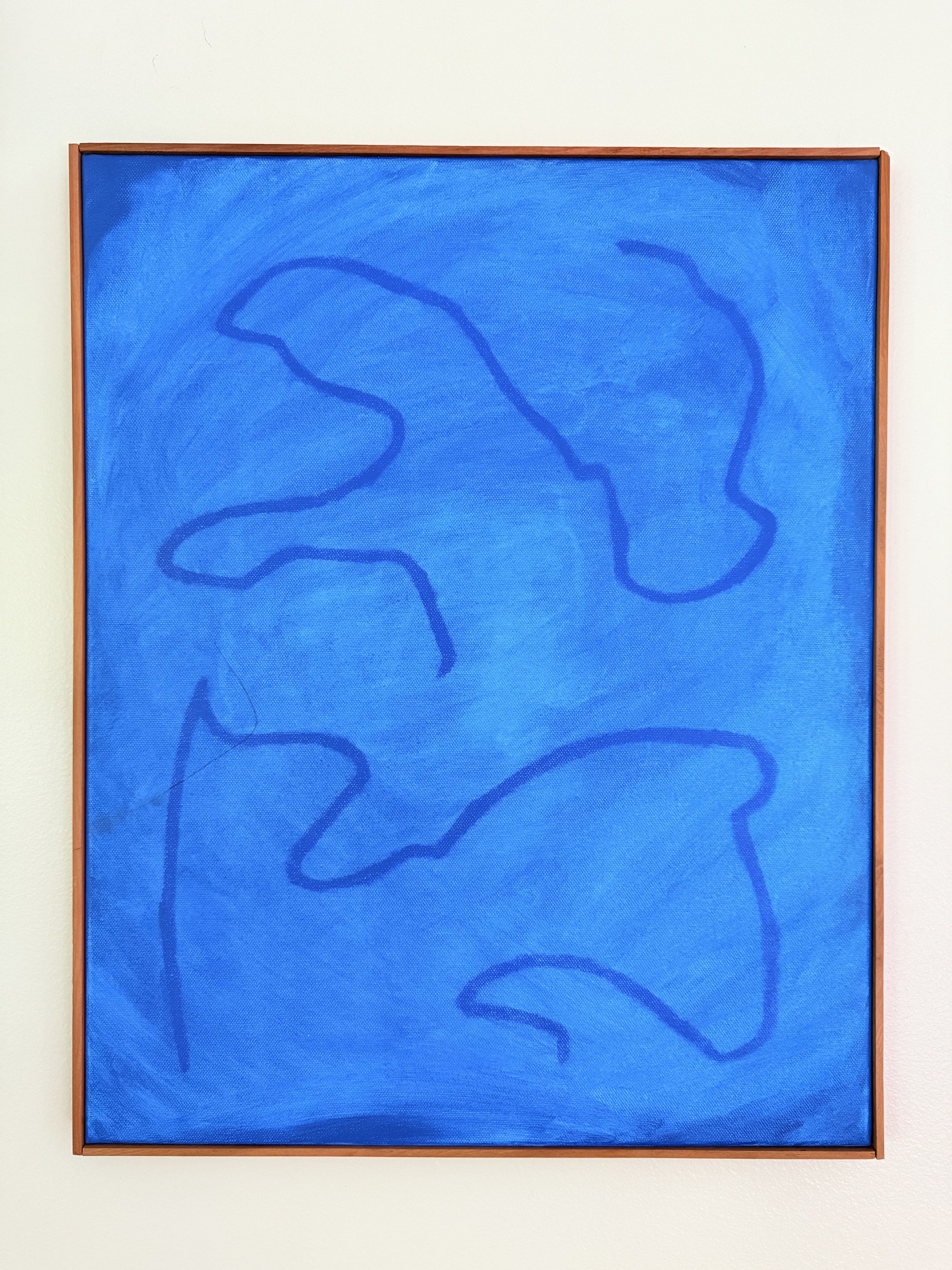 "Blue in 33 seconds"

16 in x 20 in / 40 cm x 51 cm

Acrylic and oil pastel on stretched canvas, handmade oak frame.