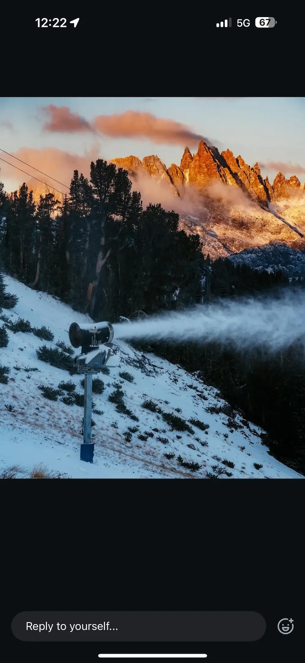 Super Puma on Omni Tower making snow