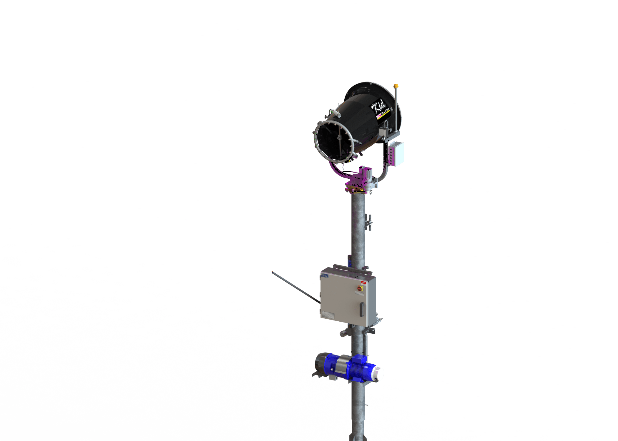 Rendering of a Kid Polecat on a 6" diameter tower