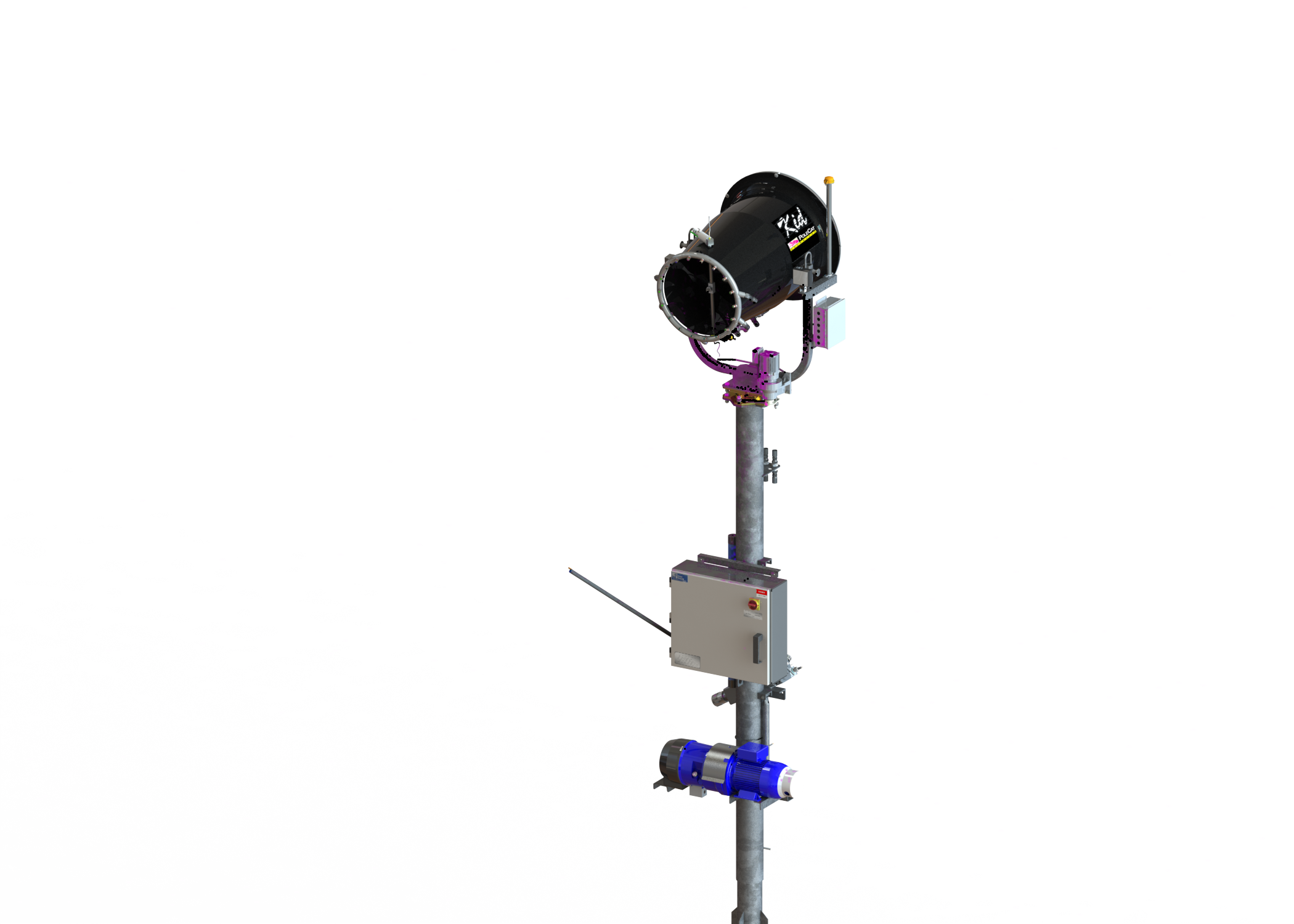 Rendering of a Kid Polecat on a 6" diameter tower