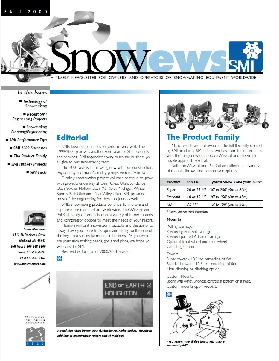 SMI SnowNews newsletter 2000-2001
