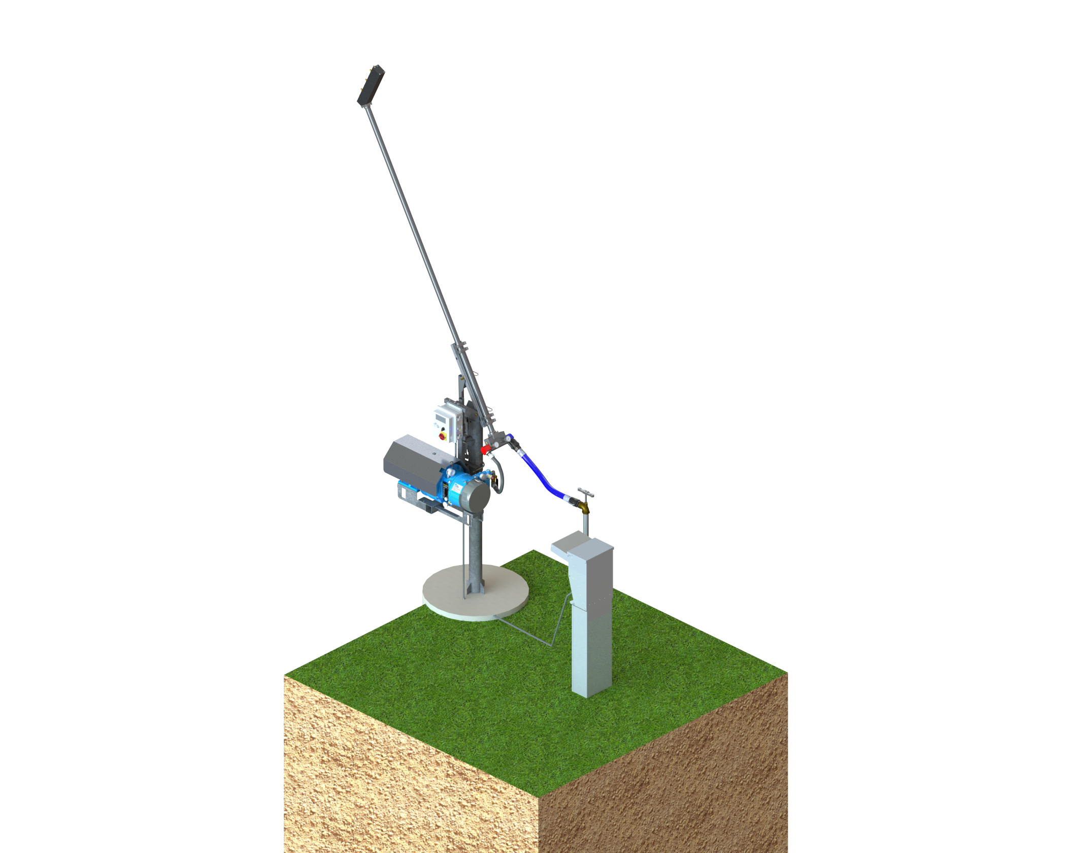 Rendering of SMI Bullseye snowmaking stick onboard compressor option.