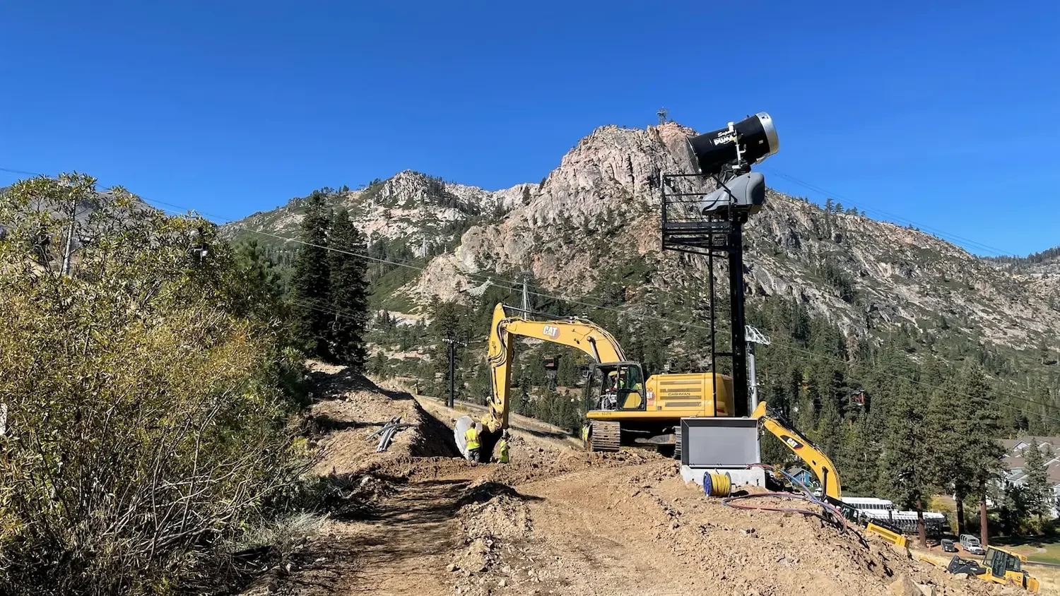 SMI Super Puma snowmaker on Denali Tower with concrete snowmaking vault