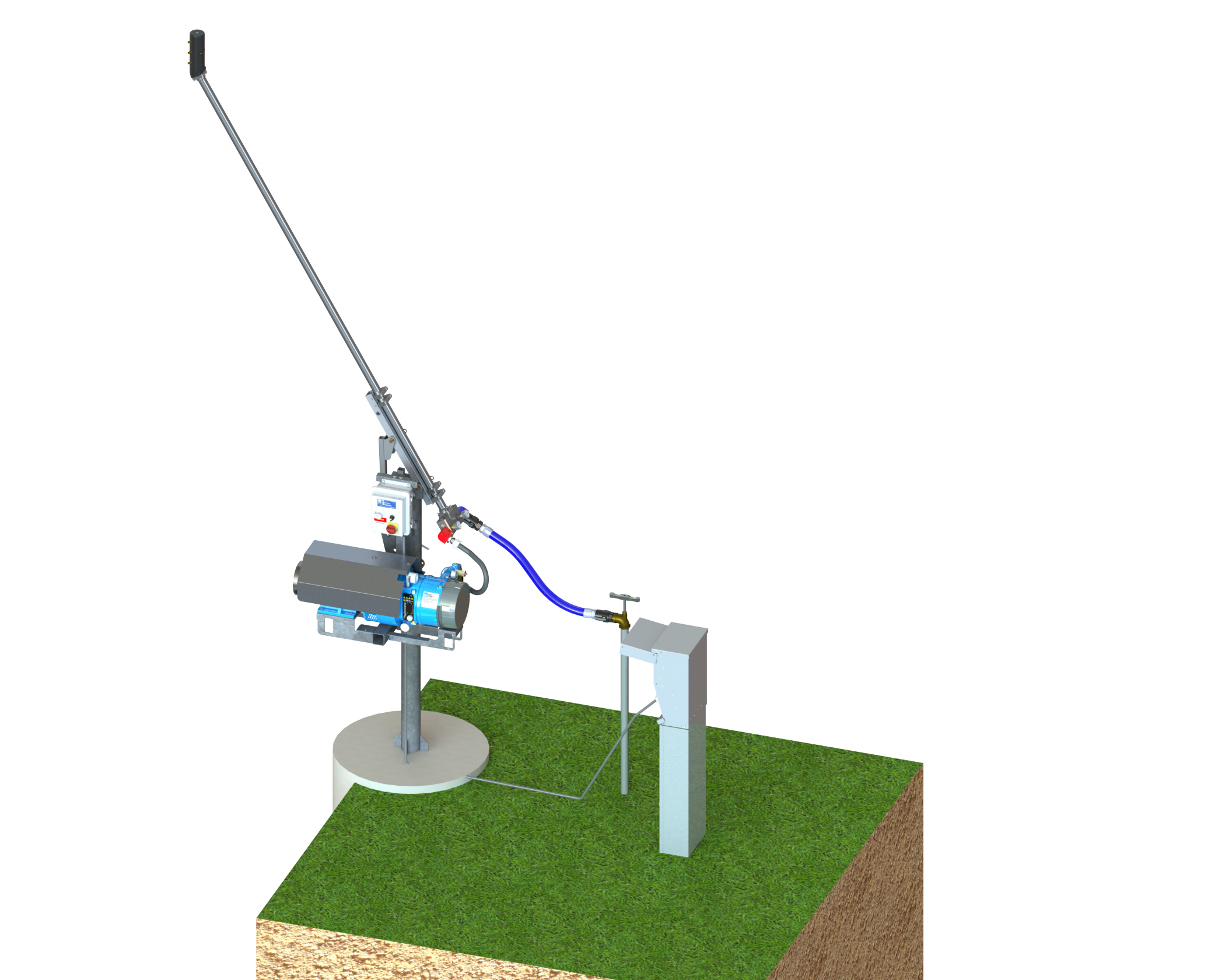 Rendering of an SMI Axis snowmaking stick onboard compressor configuration.