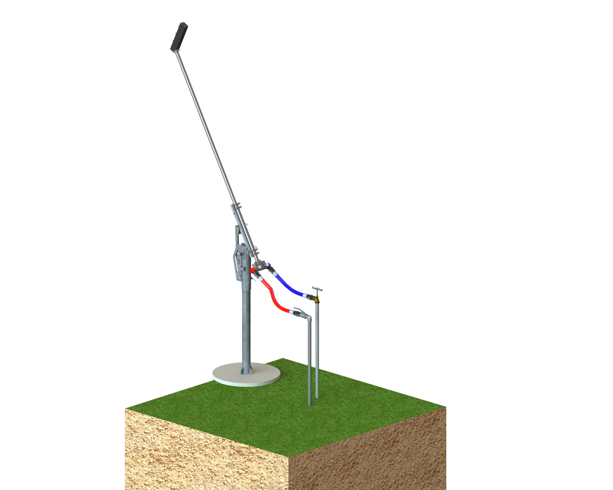 Rendering of SMI Bullseye snowmaking stick hill air option.