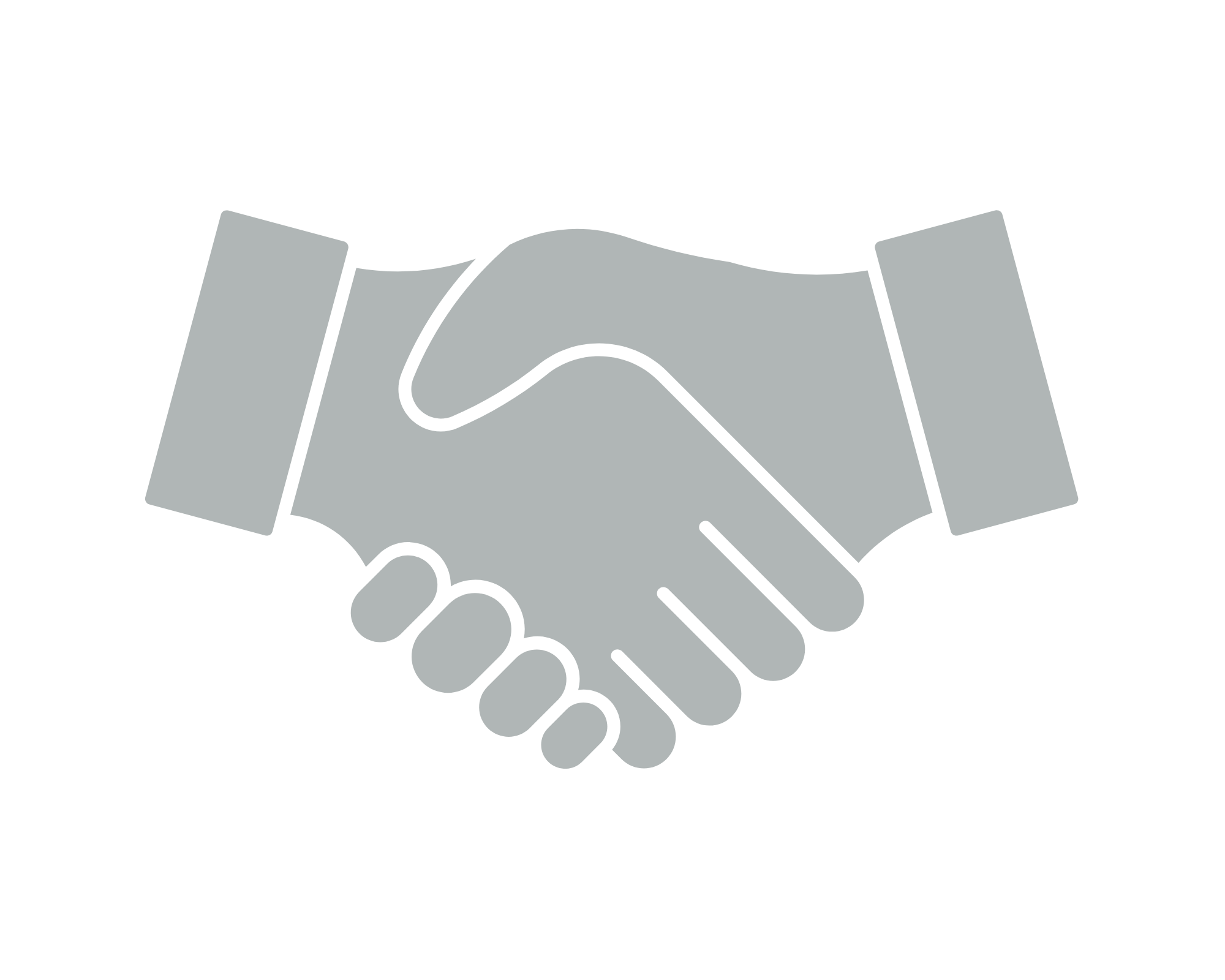 Simple graphic of two hands shaking, representing agreement or partnership.