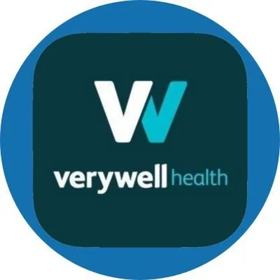 Verywell Health logo with a dark blue background and a light blue circular border.