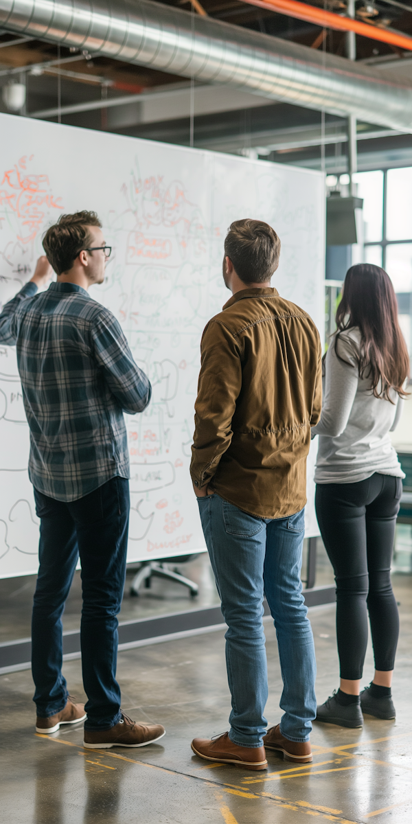 Image d'un groupe de personnes autour d'une problématique au travail