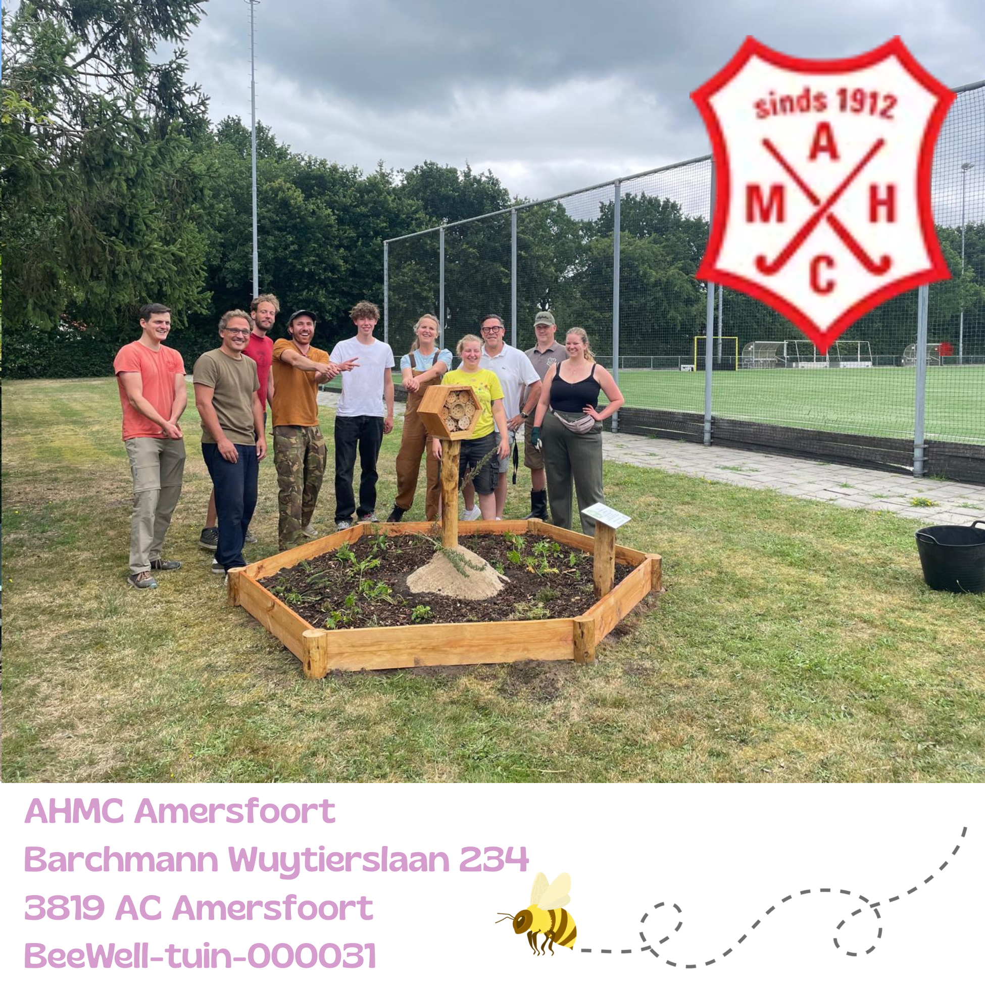 Beewell-tuin-000031 is aangelegd bij AHMC Amersfoort bij Birkhoven. Samen met andere bloemrijke plekken in de omgeving vormt deze BeeWell-tuin schakels in het Bijenduct van Nederland.