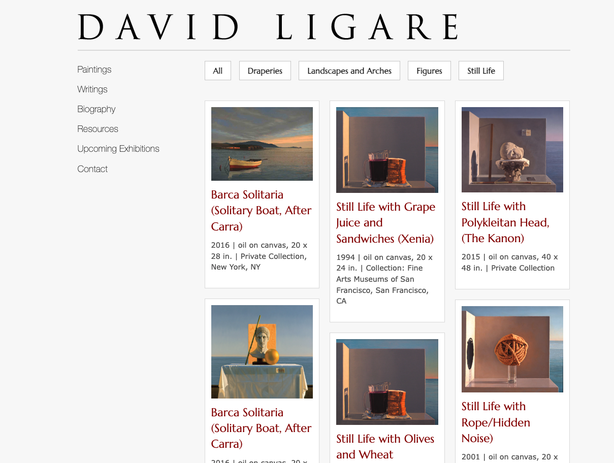 20 years of Building David Ligare’s Website