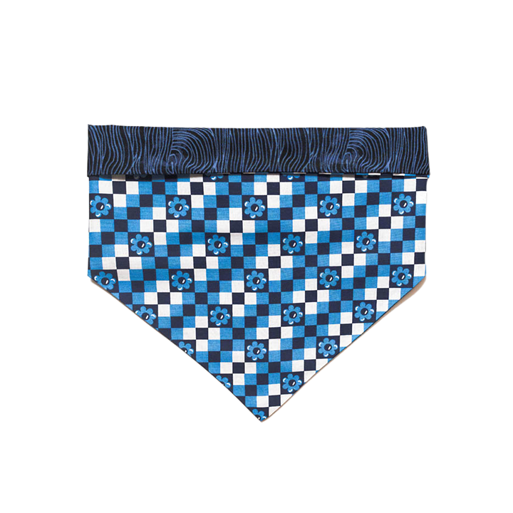Blue checkered bandana double sided