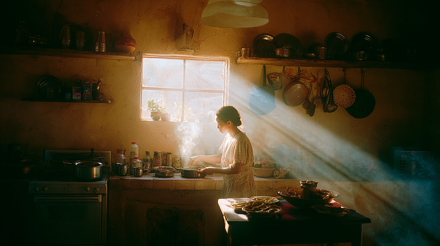 María cocinando