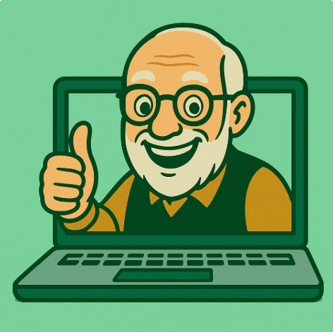 Teacher Bob, smiling warmly and giving a thumbs-up from a laptop screen, representing his supportive and encouraging teaching style that helps students feel confident in math.