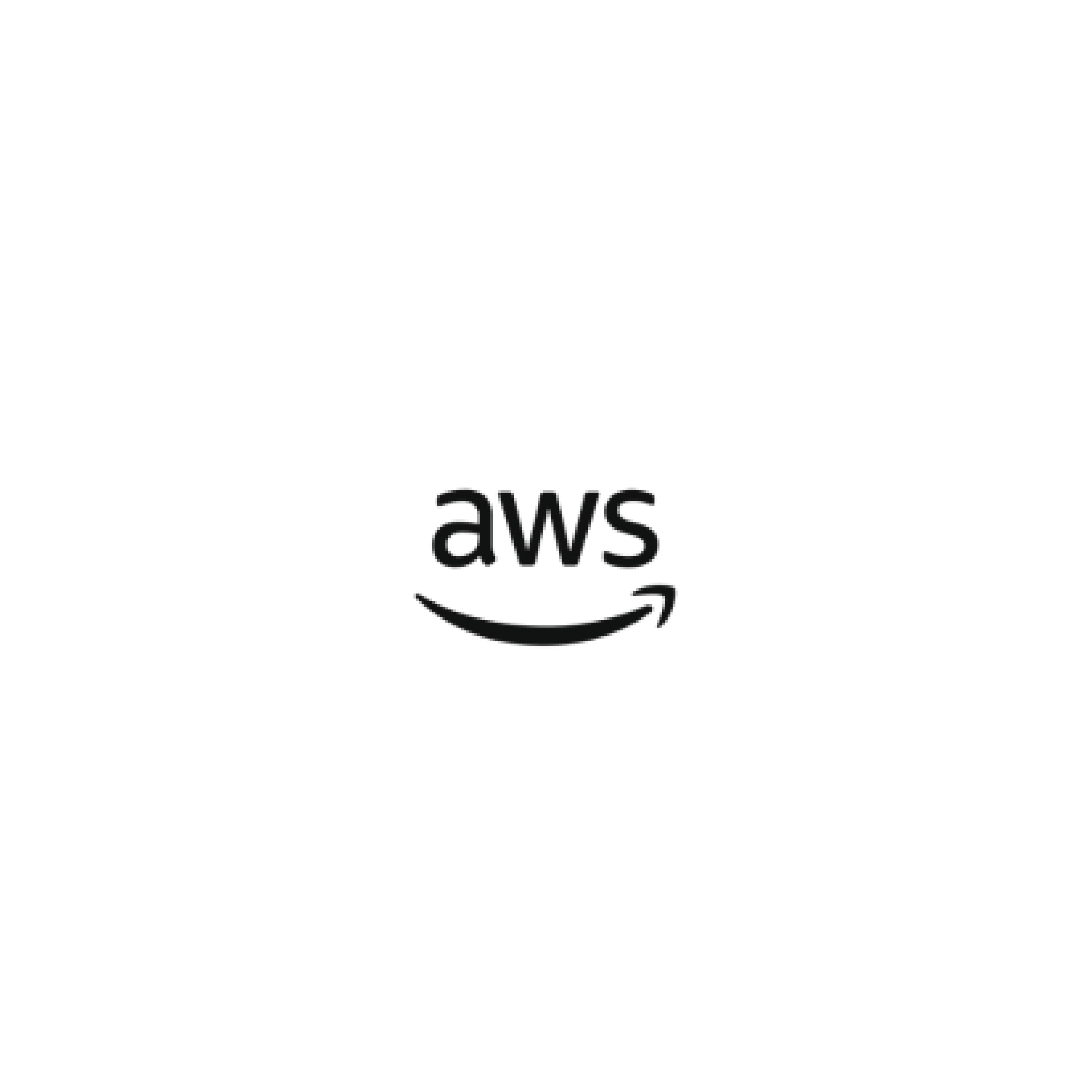 Black-and-white line drawing of a person with a cloud above their head, holding a smartphone, with the Amazon Web Services (AWS) logo at the bottom.