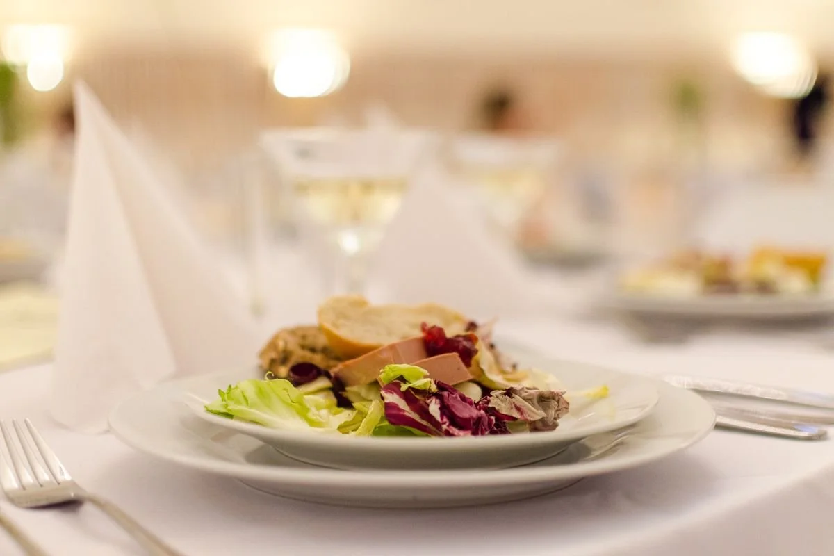 A plate of food sitting on a table