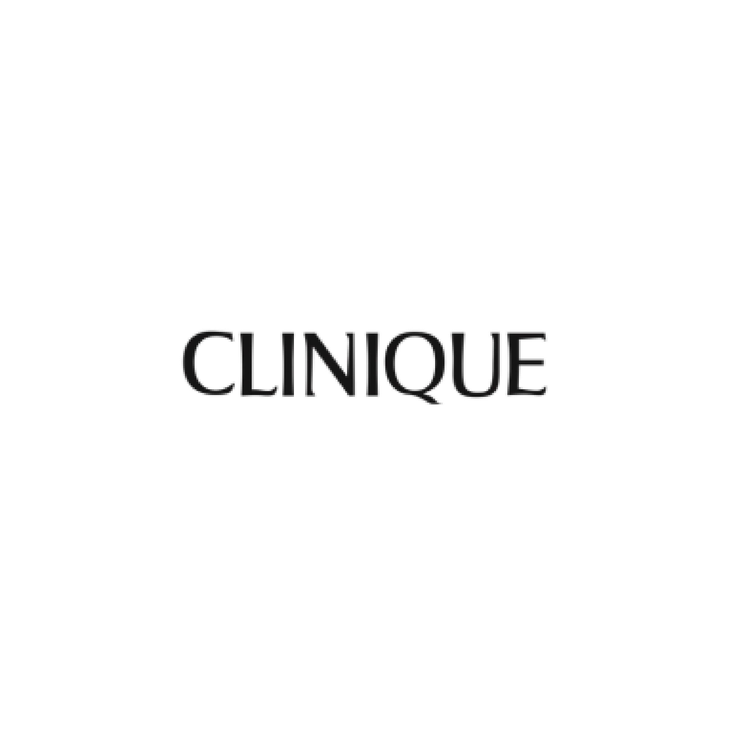 Clinique logo with a black background and white text.