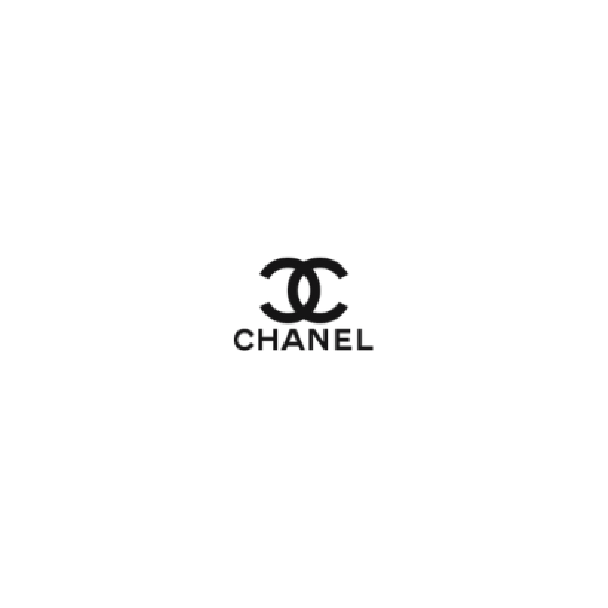 Black background with a centered Chanel logo and the word Chanel beneath it, both in dark tones.