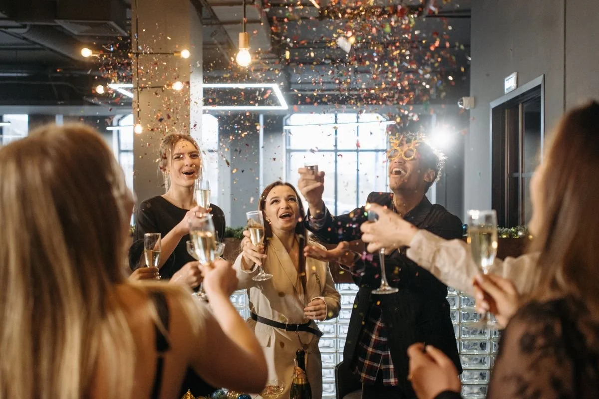 A corporate party in an office building