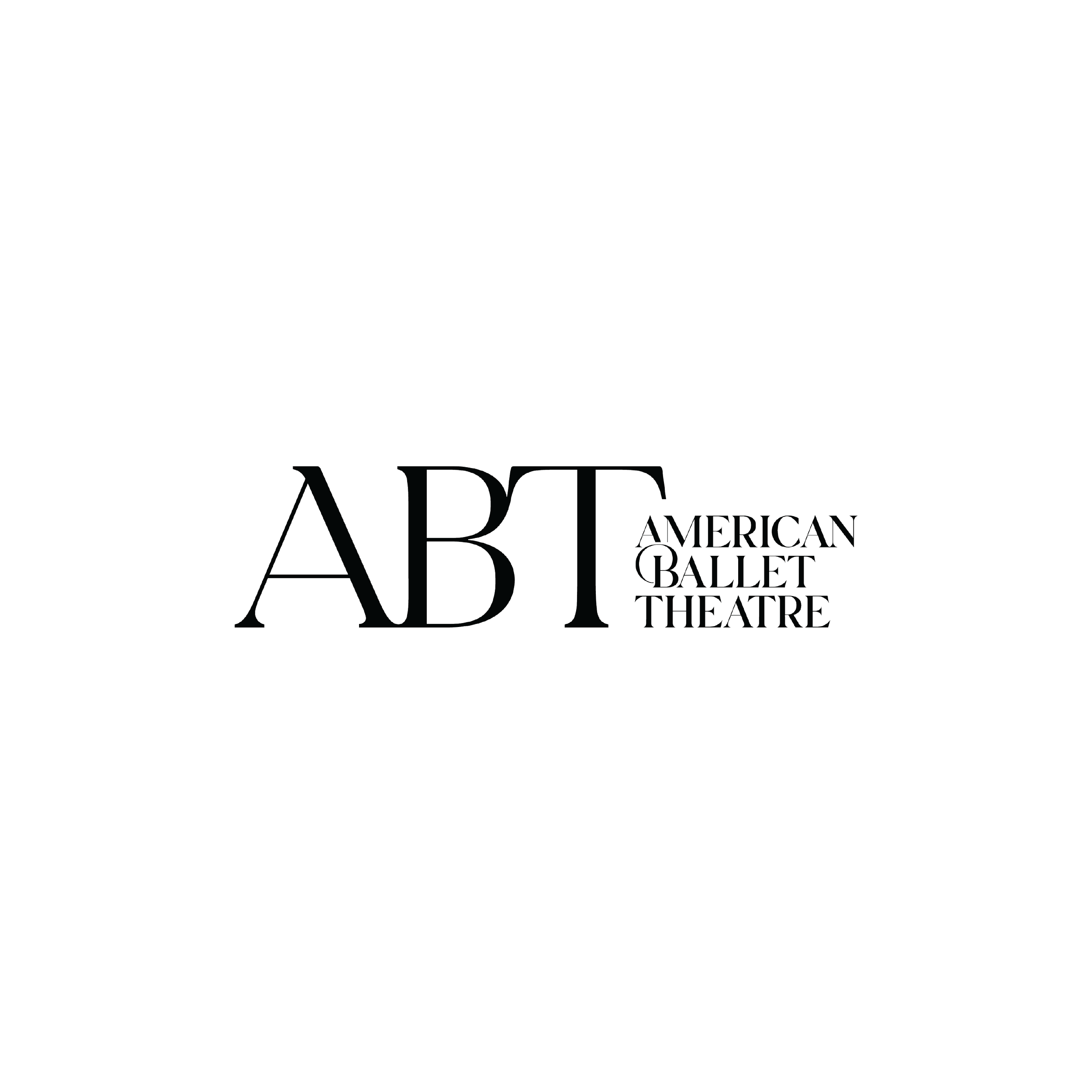 Logo of American Ballet Theatre in black and white with stylized text.