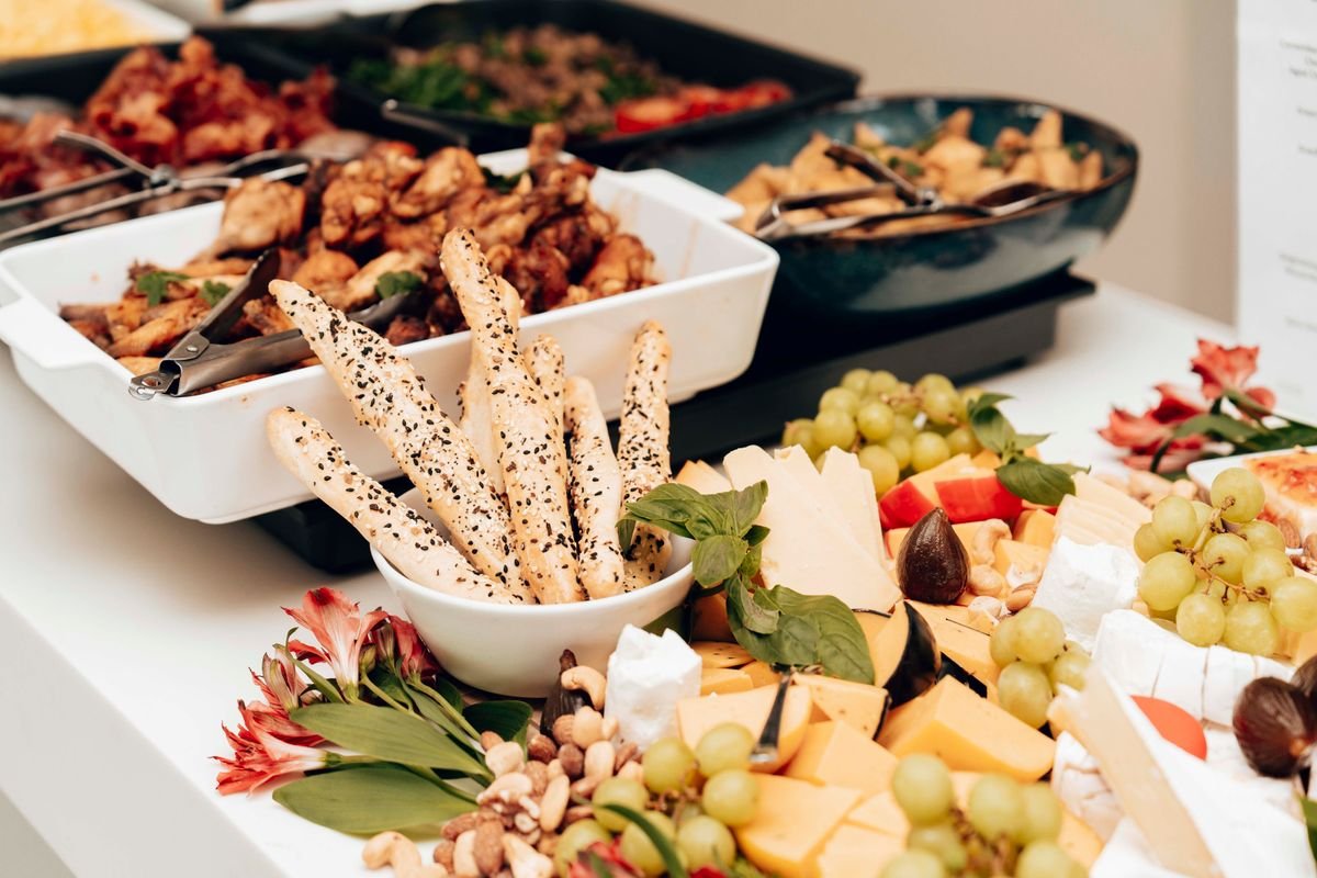 Some platters of food and appetizers on a table