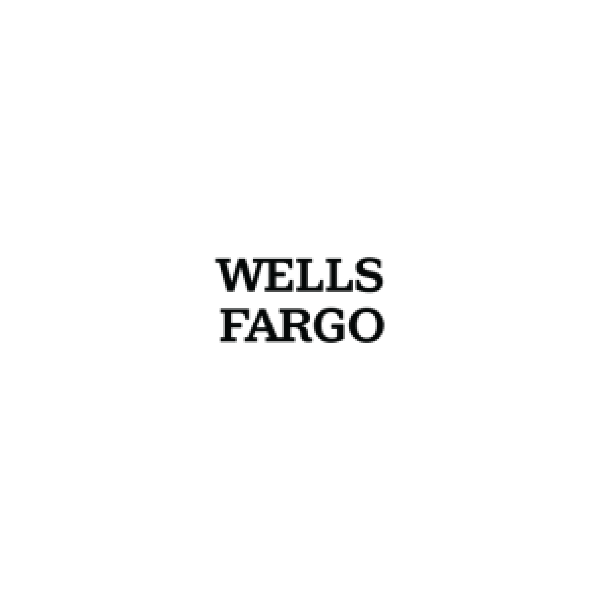 Black and white Wells Fargo logo with a stagecoach at the top.