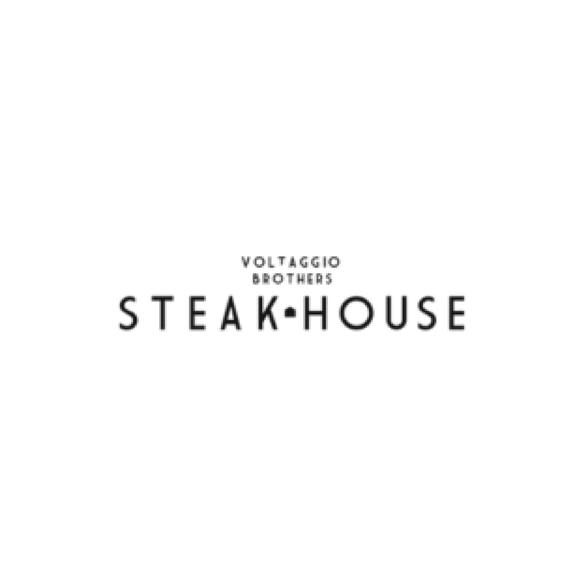Logo for Voltago Digital Steakhouse featuring a stylized steak silhouette.