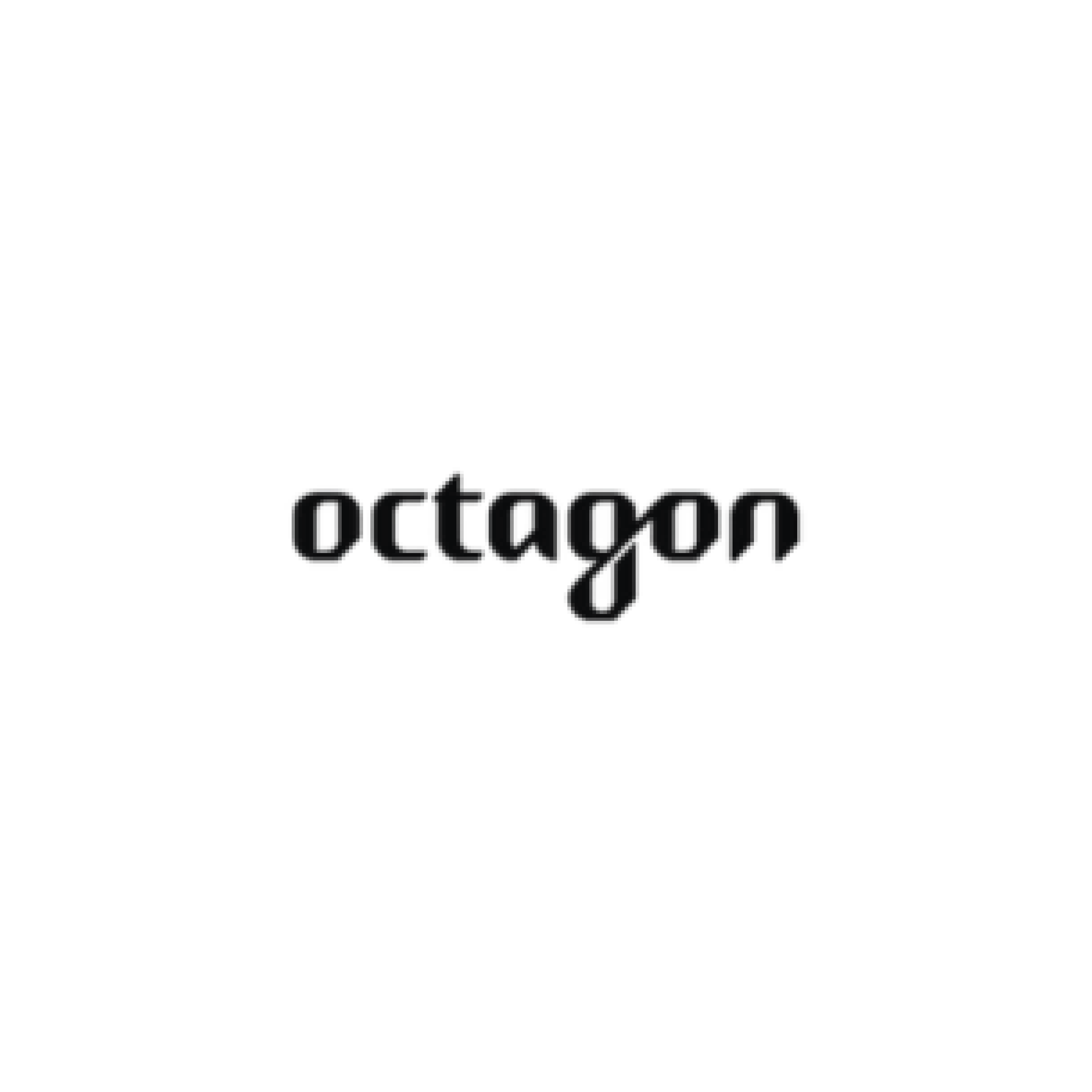 Black octagon with the word 'octagon' written inside in black text.