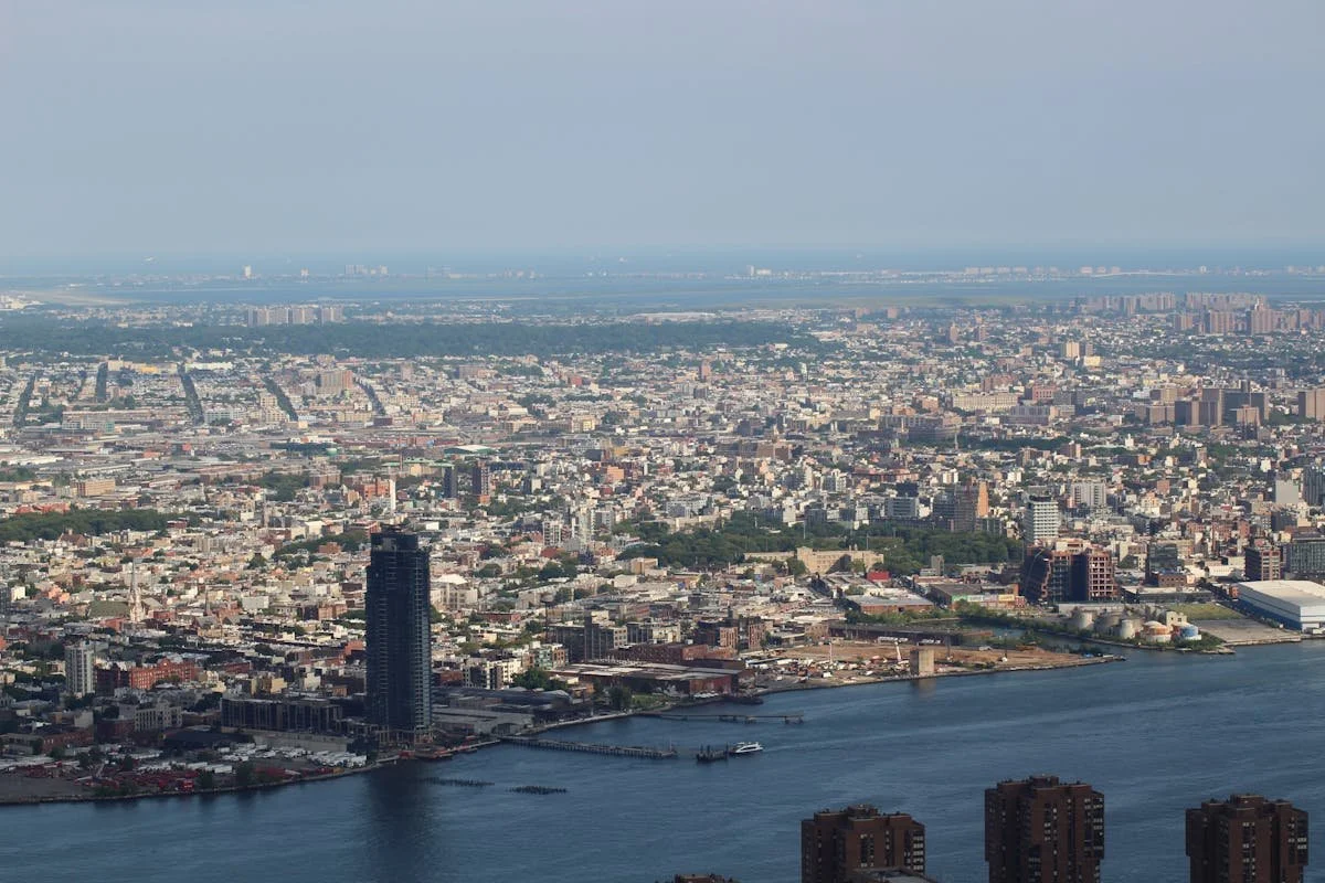 An aerial shot of Queens, New York