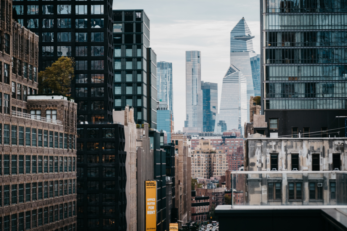 A city view of New York City from a roof