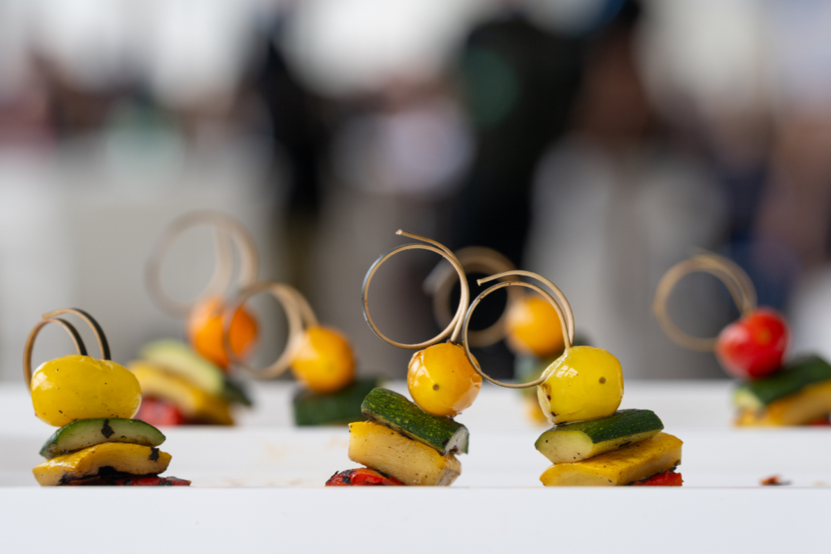 A bunch of little vegetable platters on a plate