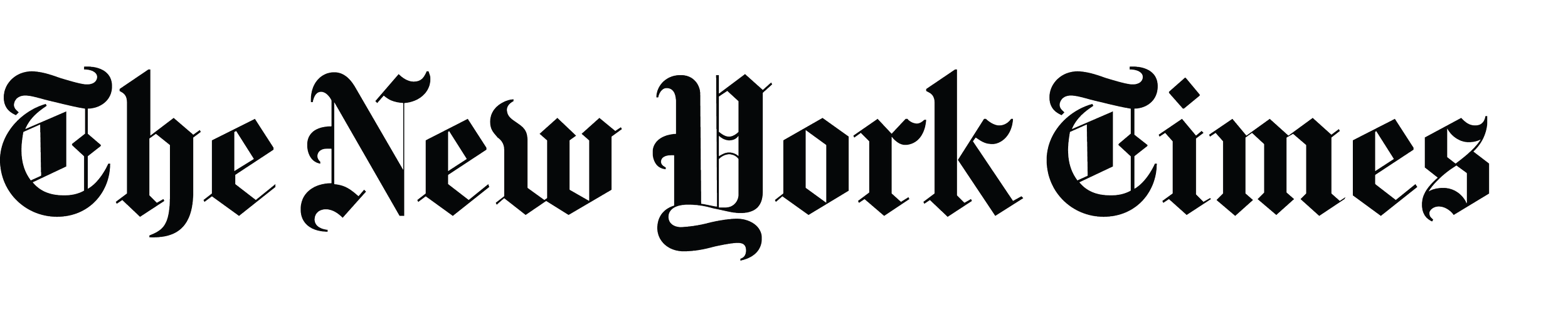 The logo of The New York Times in black Gothic font