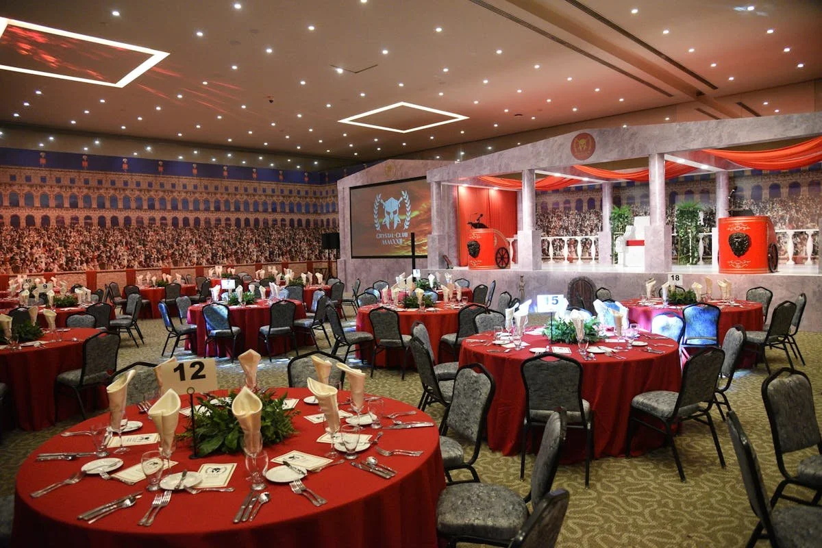 A room ready for a catering event
