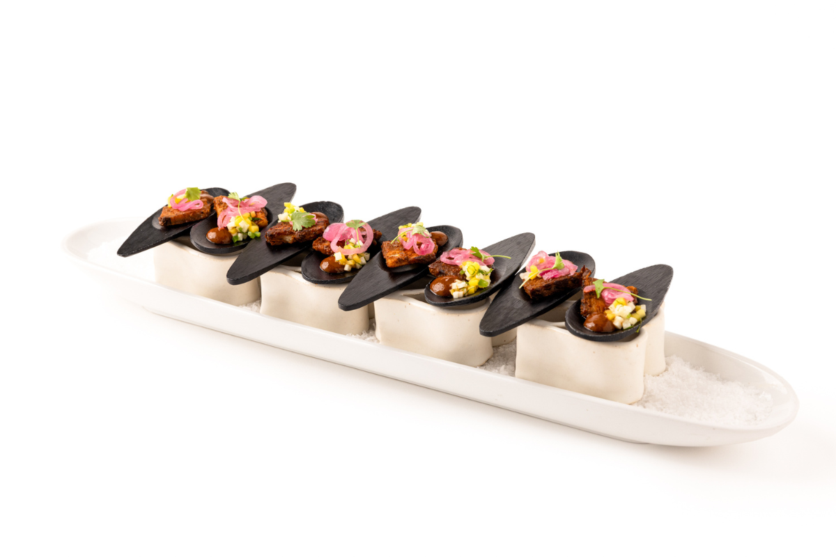 A little platter of food for a catering experience