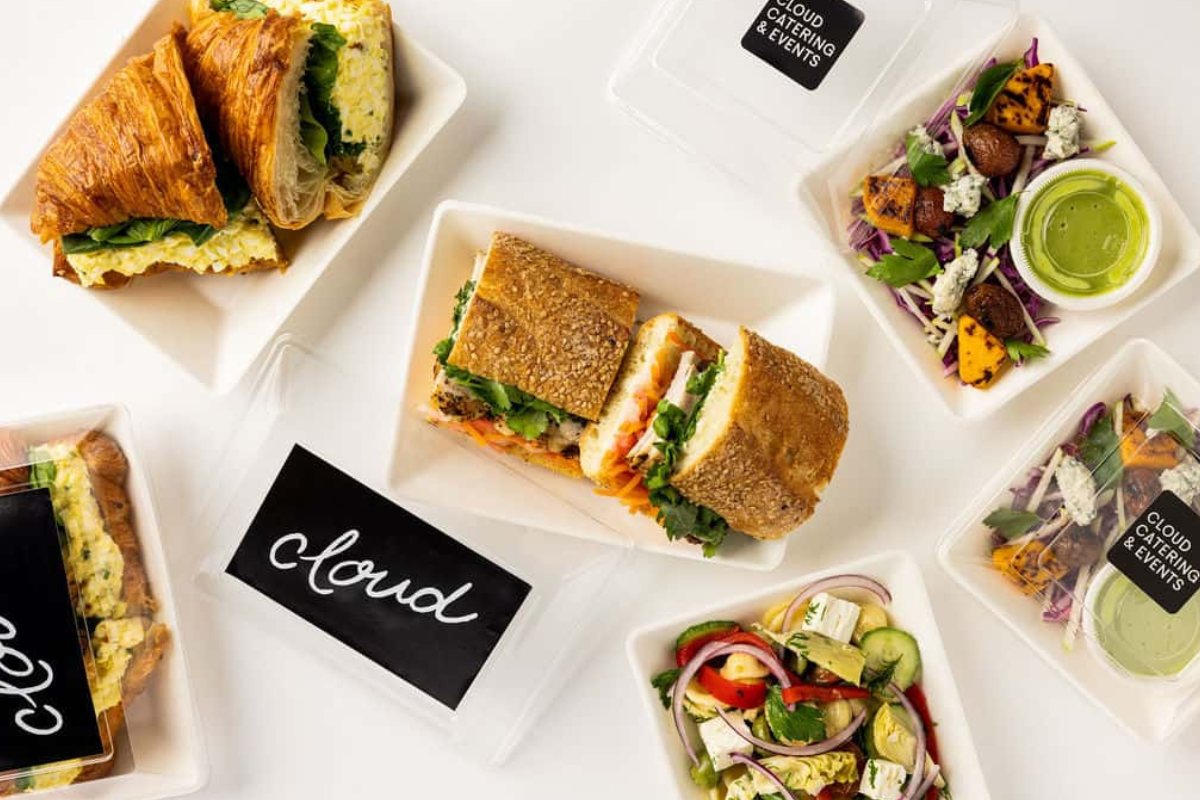 A bunch of lunch items ready to be served