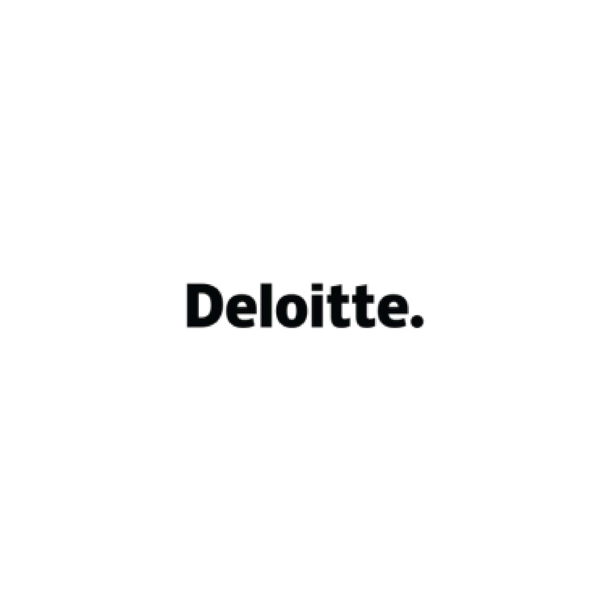 Black background with a white outline of a Toyota Supra car, and the word "Deloitte" in black at the bottom.