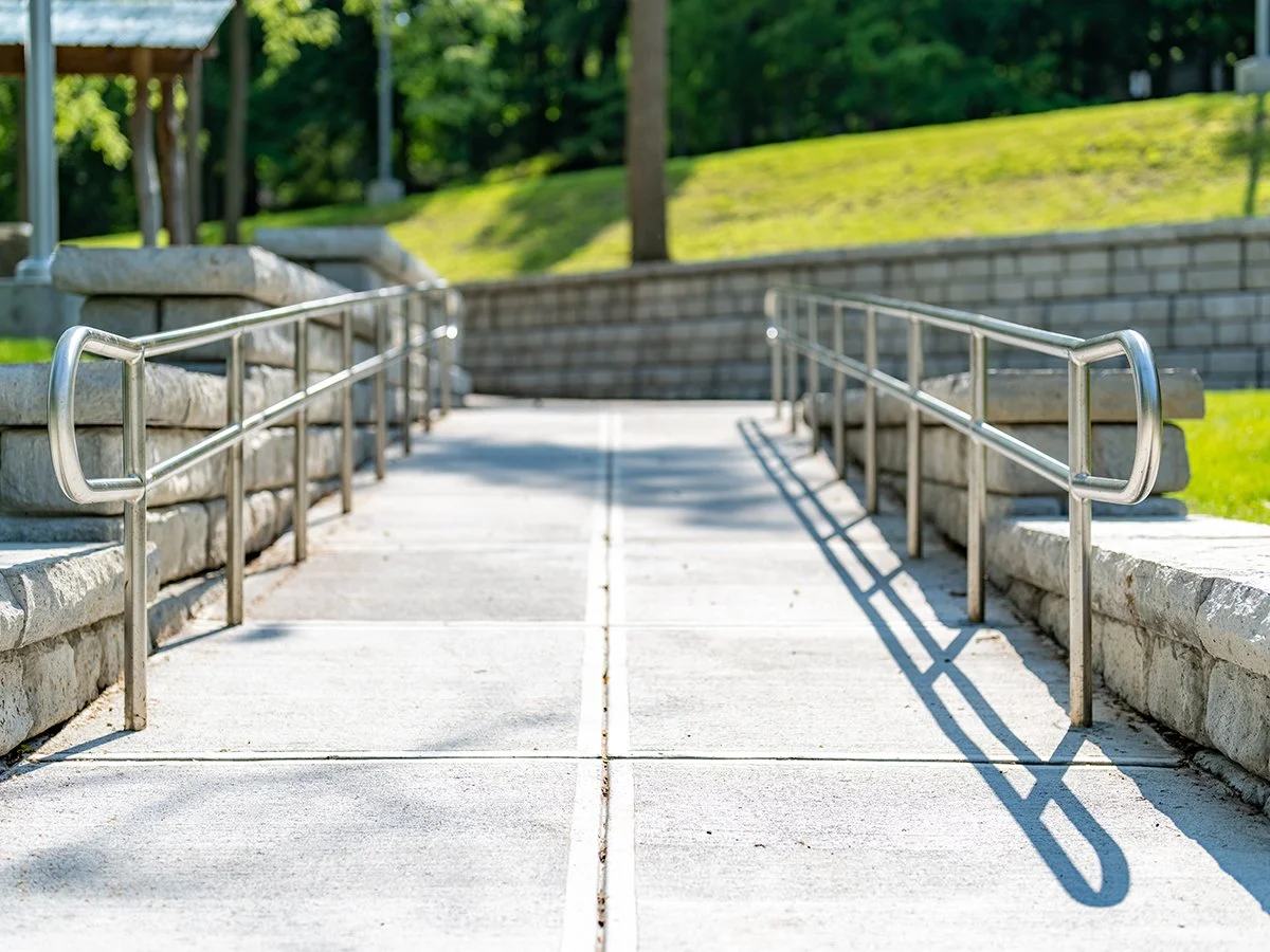Long concrete ramp to ADA specifications in Columbus, Ohio.