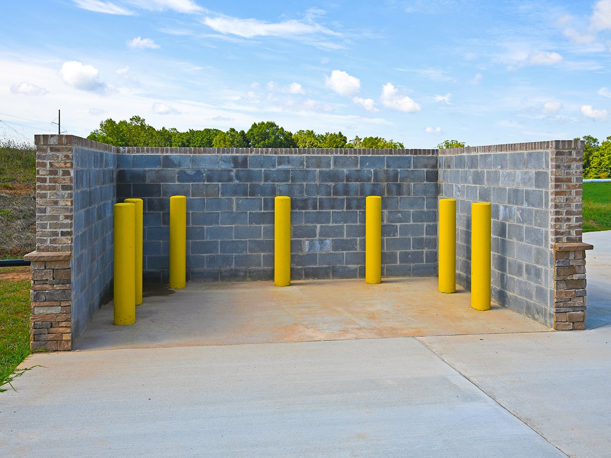 Concrete dumpster pad for a commercial building in Columbus, Ohio.