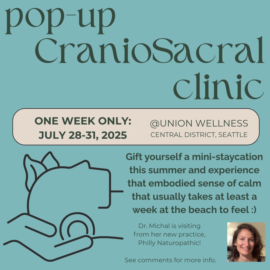 Announcing... a pop-up craniosacral clinic with Dr. Michal

One week only: July 28-31, 2025 @union_wellness 

Gift yourself a mini-staycation this summer and experience that embodied sense of calm that usually takes at least a week at the beach to fe