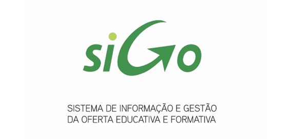 Logotipo do sistema siGo com o texto "Sistema de Informação e Gestão da Oferta Educativa e Formativa".