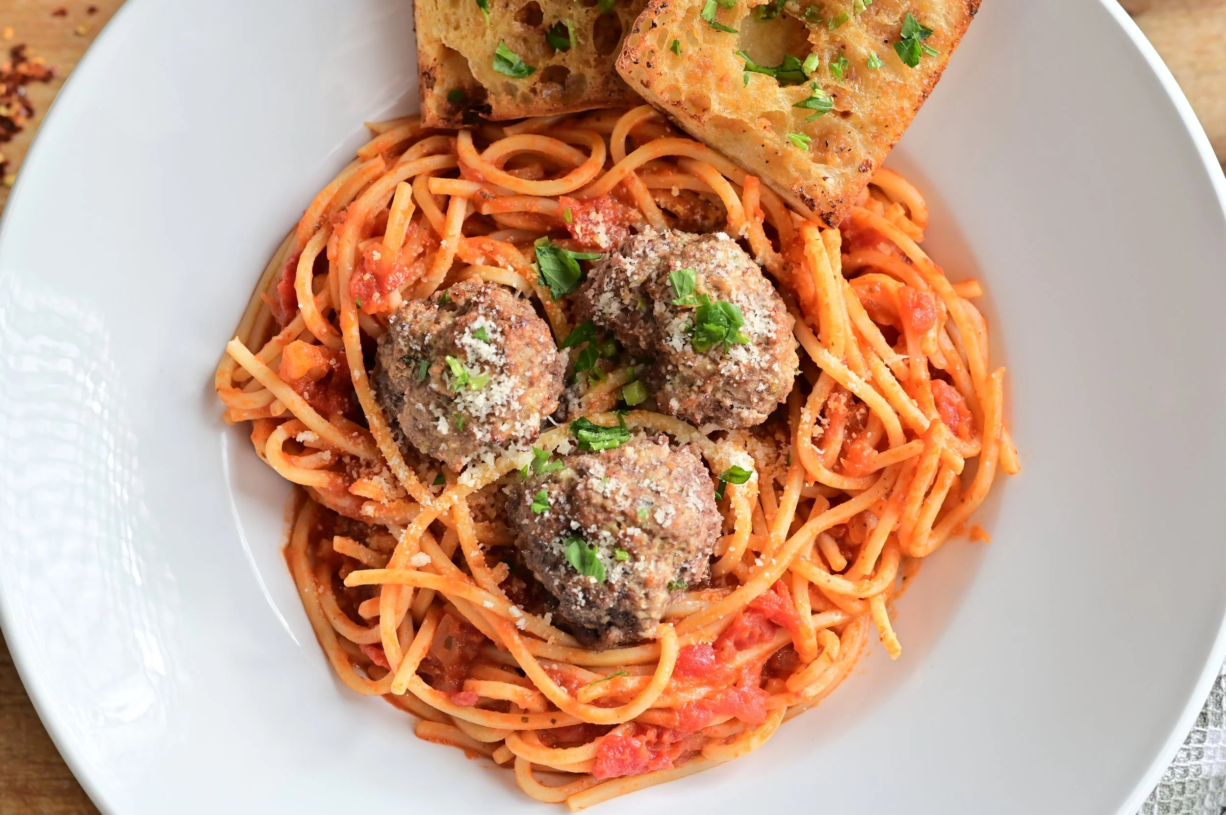 Wisconsin Dells Pizza Place, Spaghetti and Meatballs