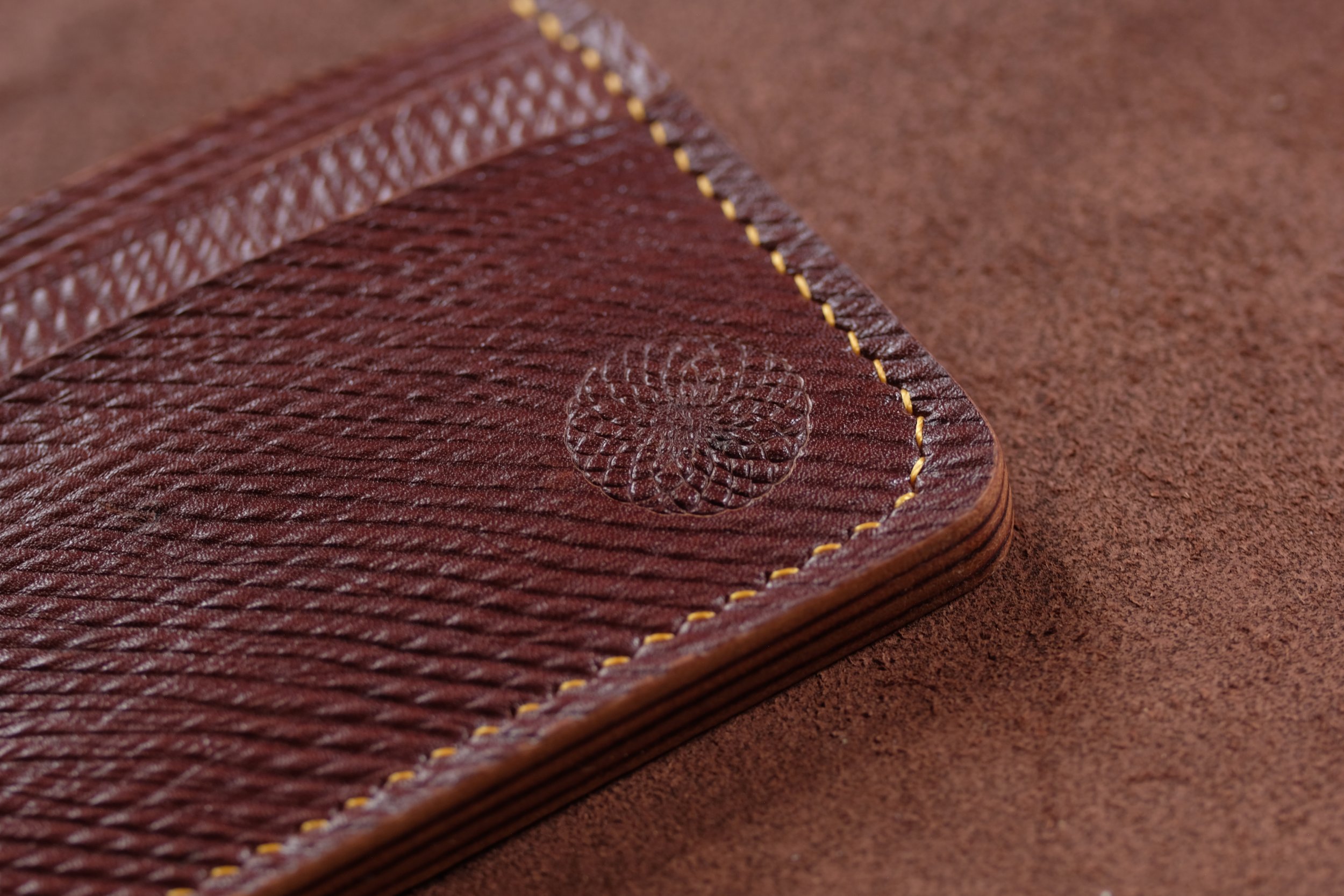 Ready to Ship: Baker Russian Calf Card Wallet with Orange Thread