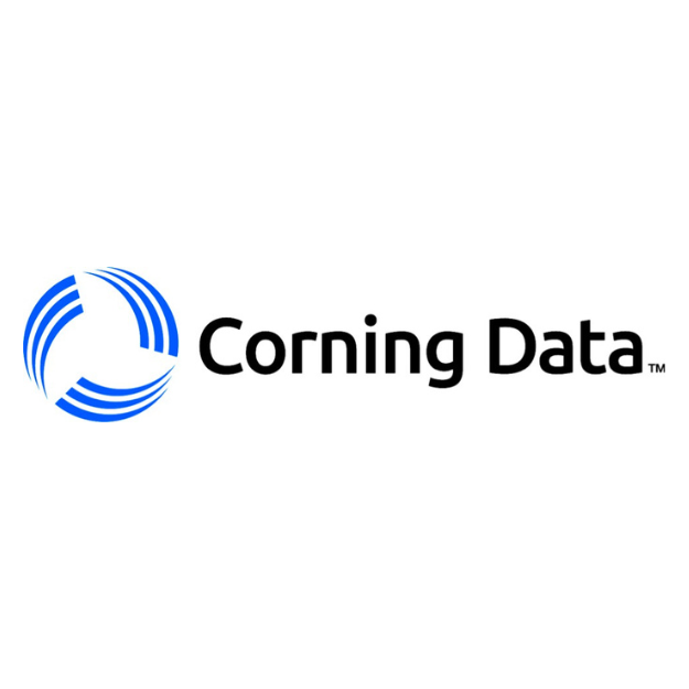 Corning Data logo featuring a blue circular design and black text.