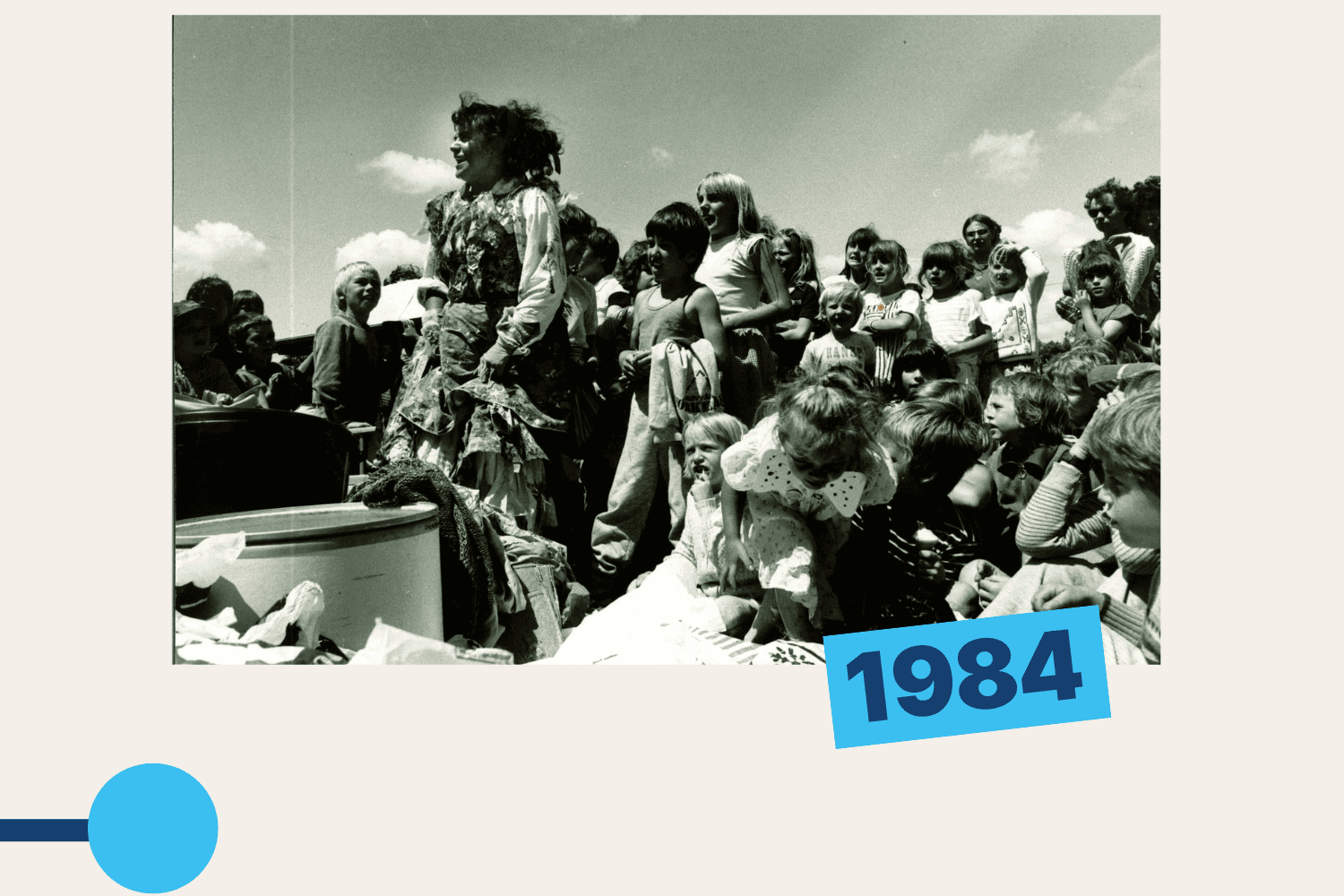 1984: a group of young people in a black & white photo